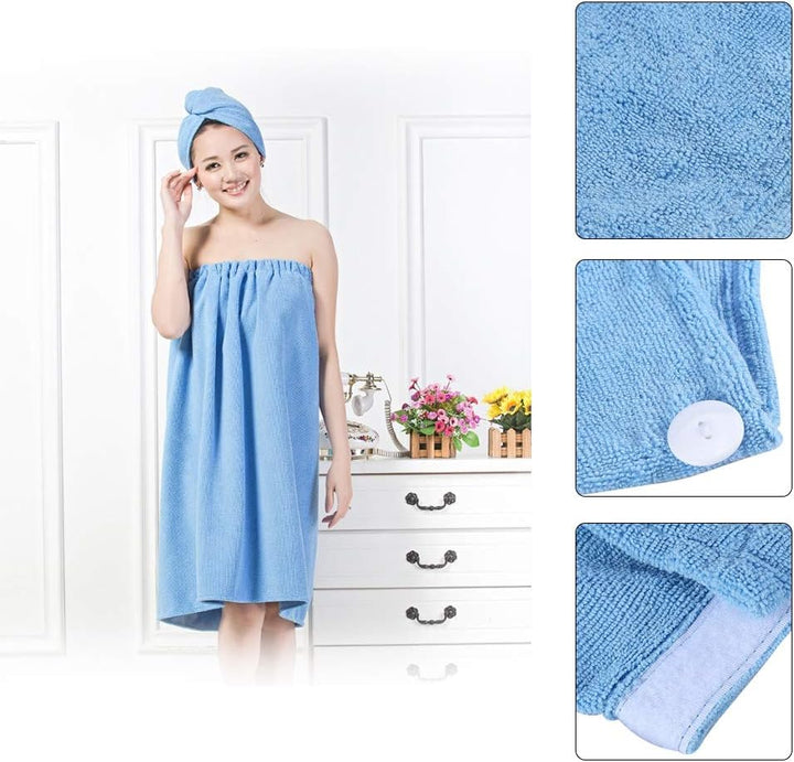 Womens Spa Wrap Cotton Spa Duschbad und Turnhandtuch mit Druckknöpfen, Damenhandtuch Wrap Hair Turba