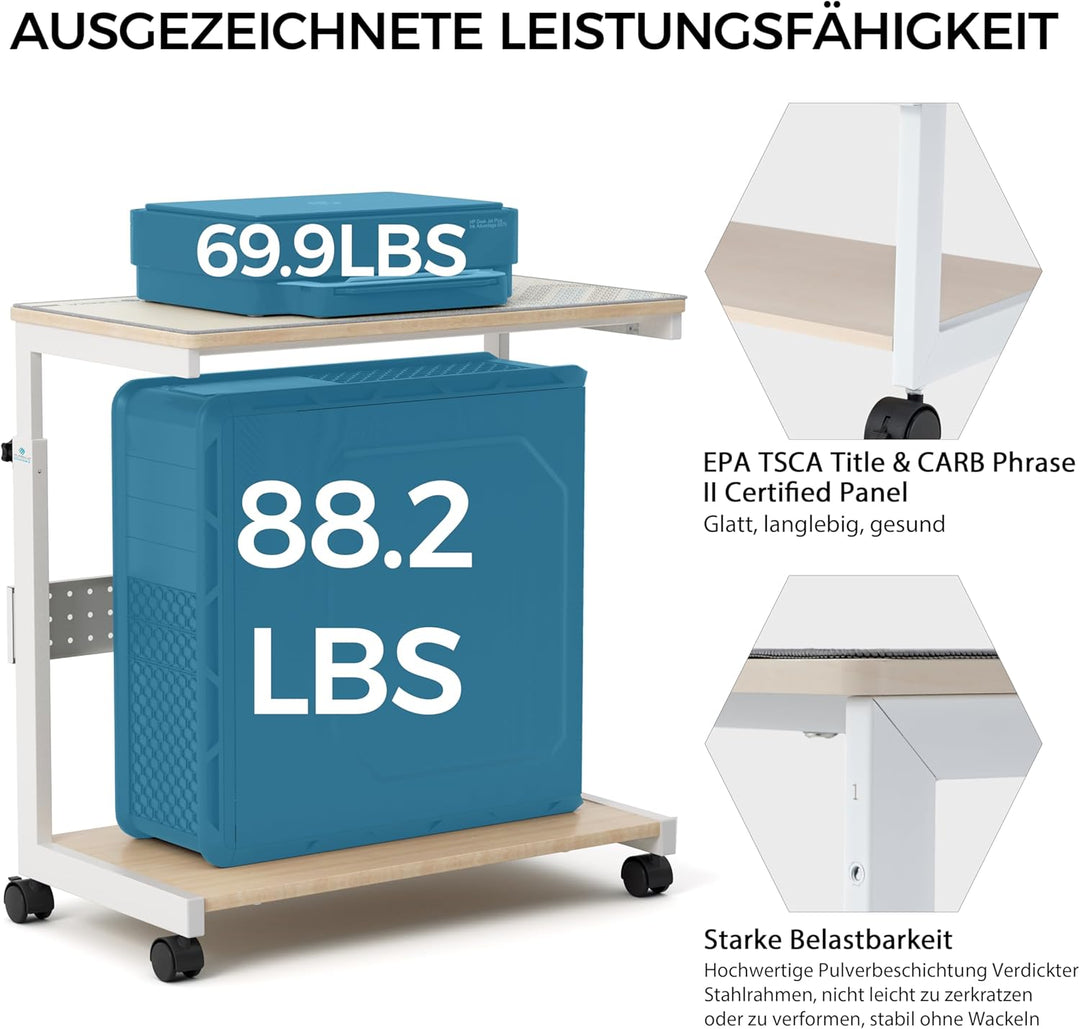 EUREKA ERGONOMIC Höhenverstellbarer Computer Tower Ständer, PC Ständer für PC-Tower, Mobiler PC-Gehä