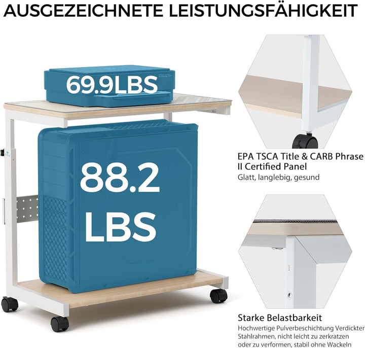 EUREKA ERGONOMIC Höhenverstellbarer Computer Tower Ständer, PC Ständer für PC-Tower, Mobiler PC-Gehä