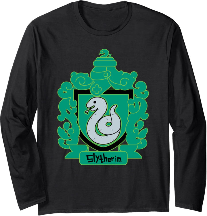 Harry Potter Chibi Slytherin Crest Langarmshirt