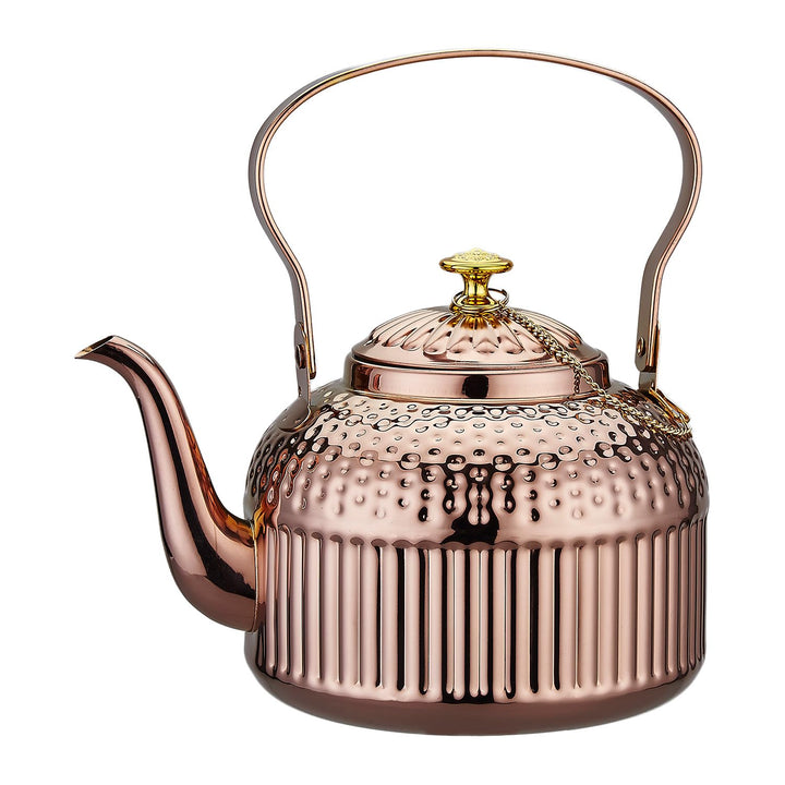 SANQIAHOME® 1,8 Liter Edelstahl-Teekanne mit Siebeinsatz, mit Teesiebgriff,Induktionsgeeignet Kupfer