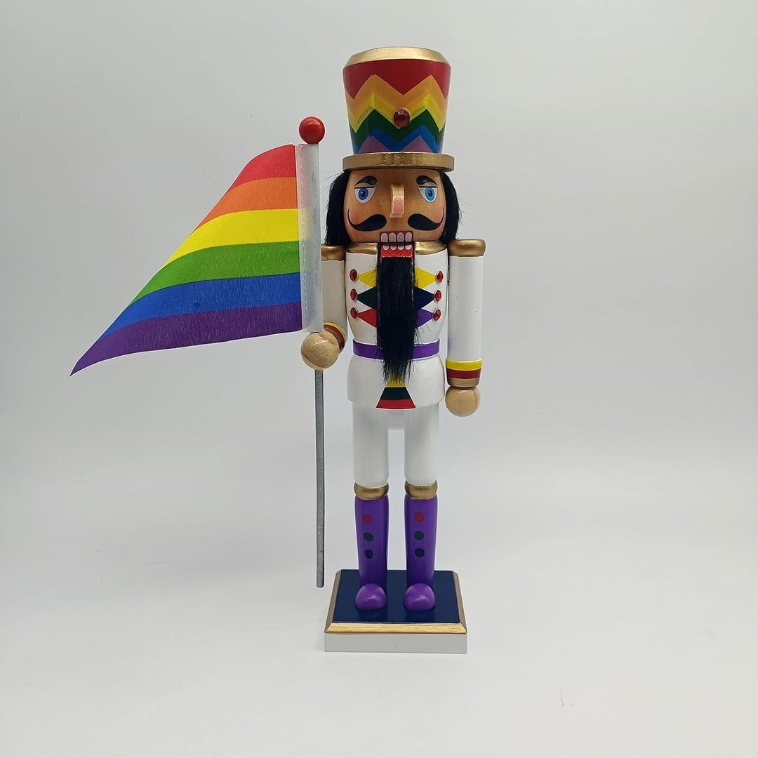 Nussknacker-Skulptur, hölzerne Weihnachts-Nussknacker-Figur, Saison-Szenen-Requisite mit Regenbogen-
