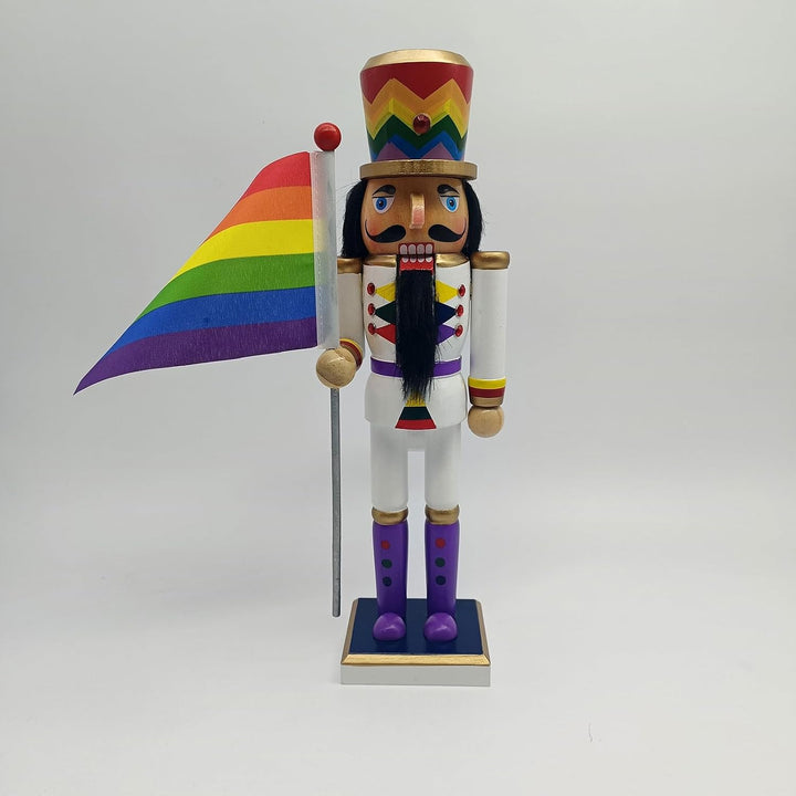 Nussknacker-Skulptur, hölzerne Weihnachts-Nussknacker-Figur, Saison-Szenen-Requisite mit Regenbogen-