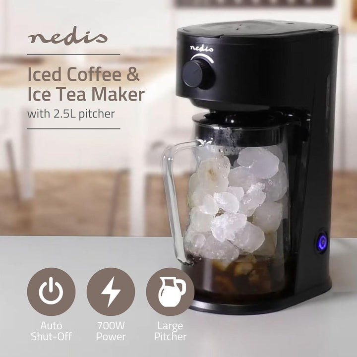 Nedis KAICM200FBK Eiskaffee- und Eistee-Zubereiter – 2,5l Fassungsvermögen – Für bis zu 6 Tassen – M