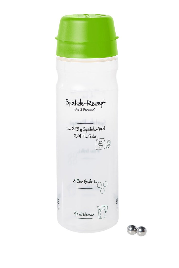 Spätzle-Shaker (GRÜN) für 4 Portionen selbstgemachte Spätzle (875ml) Spätzlepresse und Mixer in eine