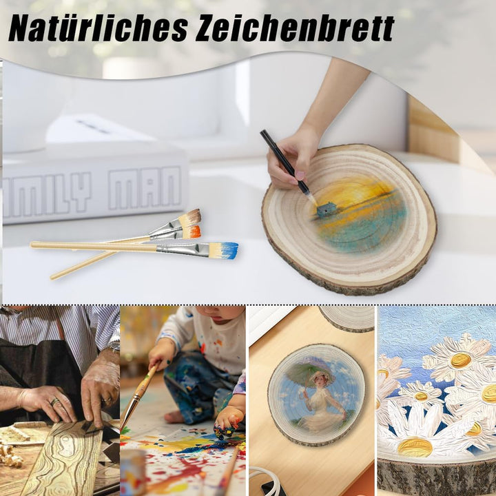 2 Stücke Holz Log Scheiben, 26-30 cm Baumscheiben Tischdeko, Unvollendete Runde Naturholz Baumscheib