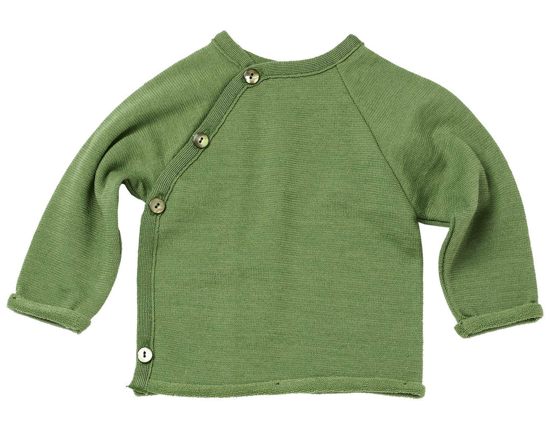 Reiff JaPu Wolle/Seide Schlüttli Wickelpullover Jacke Uni kbT KBA Gr. 50-92 50-56 Grün, 50-56 Grün