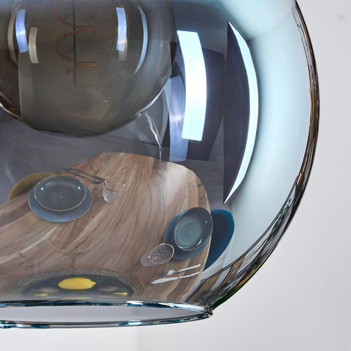 HOFSTEIN Hängeleuchte Koyoto, 1-flammige Hängelampe aus Metall/Glas in Gold/Blau, moderne Pendelleuc
