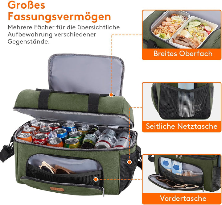 Lifewit Grosse Kühltasche 23L 32 Dosen, Kühlbox Faltbar, Isolierte Lunch Tasche, Leichte, Tragbare K