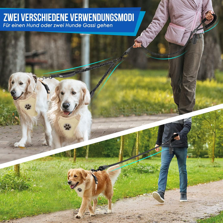 Eyein Doppelleine für 2 Hunde, Hundeleine für kleine und mittelgrosse Hunde, Flexible und reflektier