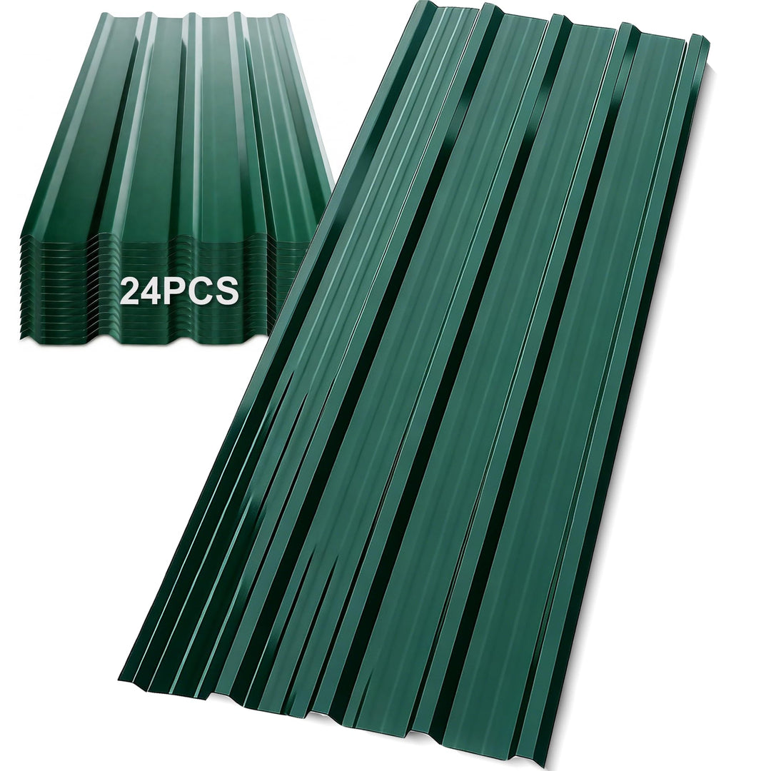 24x Trapezblech Dachplatten 115x45CM, Grün Verzinkter Stahl 0,25mm Profilblech für Dächer Carports G