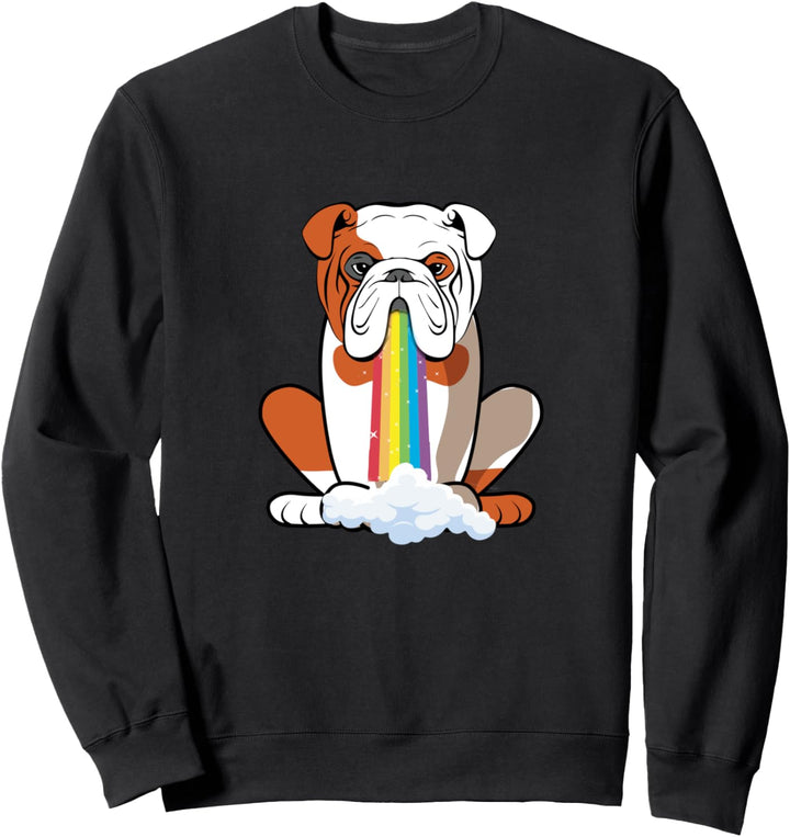 Lustige Englische Bulldogge Hund in bunten Regenbogen Maul Sweatshirt