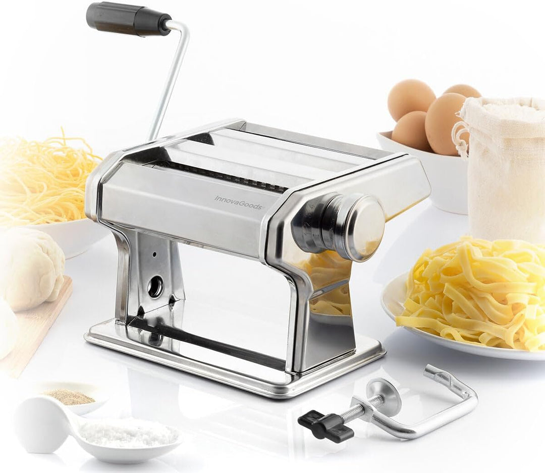 InnovaGoods - Frische Nudeln Maschine, Manuell mit 3 Walzen für Spaghetti, Tagliatelle, Lasagne, Ein
