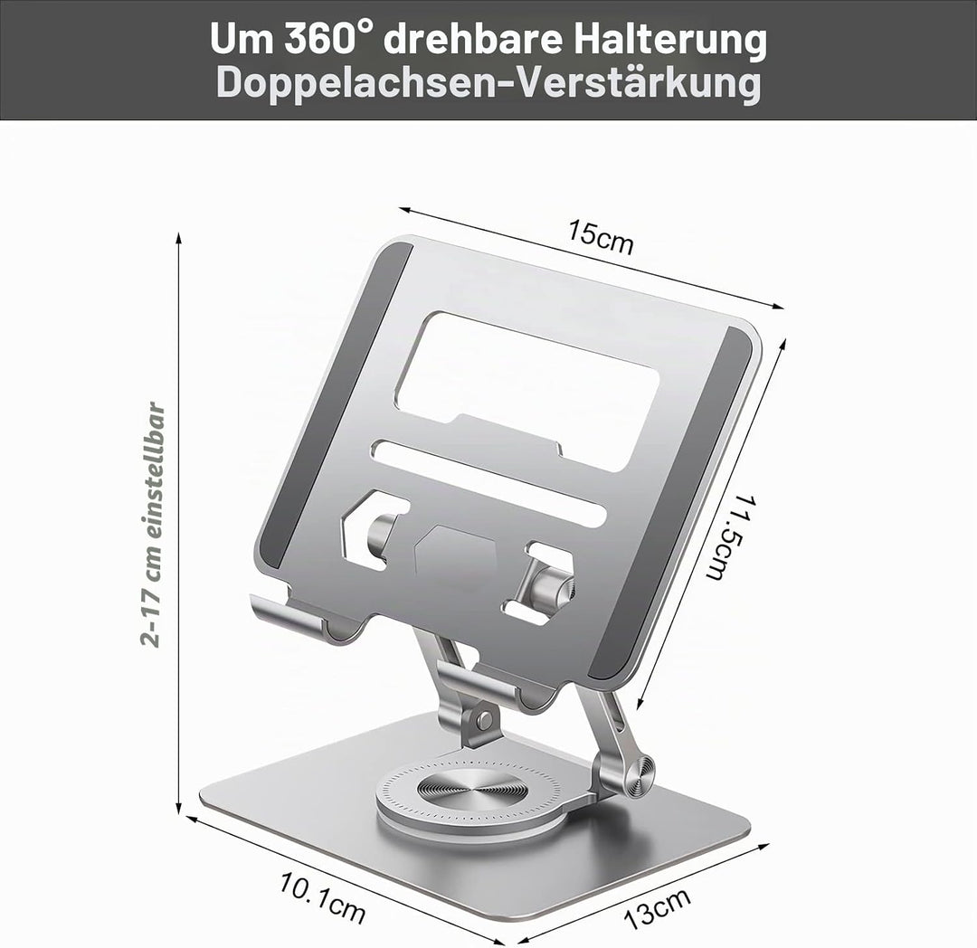 Stehaufe Drehbare Halterung aus Aluminiumlegierung für Tablet-Stände, 360° Drehbarer Laptop Ständer,