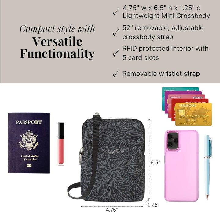 Baggallini Rfid Bryant Pouch Rfid Bryant Pouch Midnight Blossom, Midnight Blossom