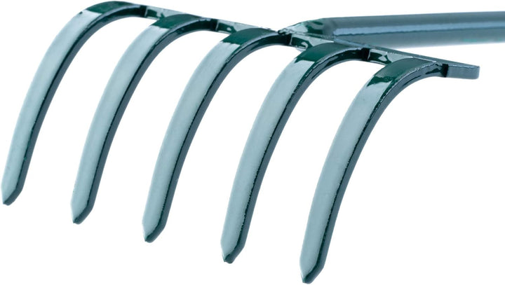 KADAX Rechen, kleine Harke mit Stiel, Laubbesen aus Metall, Laubrechen für Garten, Beet, Rasenrechen