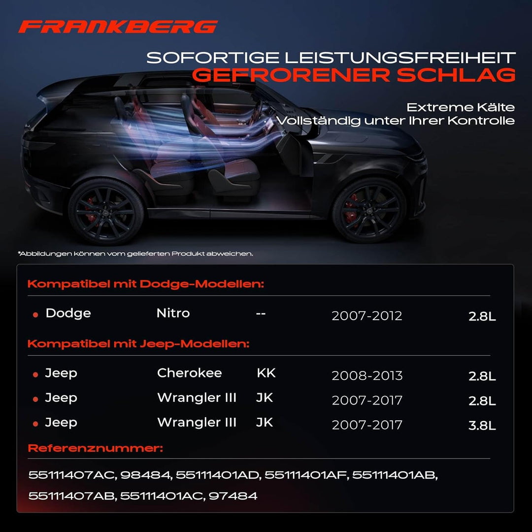 Frankberg Klimakompressor Klimaanlage Kompatibel mit Nitro 2007-2011 Cherokee KK 2008-2011 Wrangler