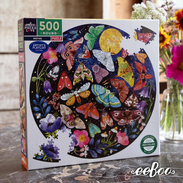 eeBoo EPZFMOT Piece & Love: Motten-500 Teile Puzzle Butterfly Spiel, Black, 1 EA