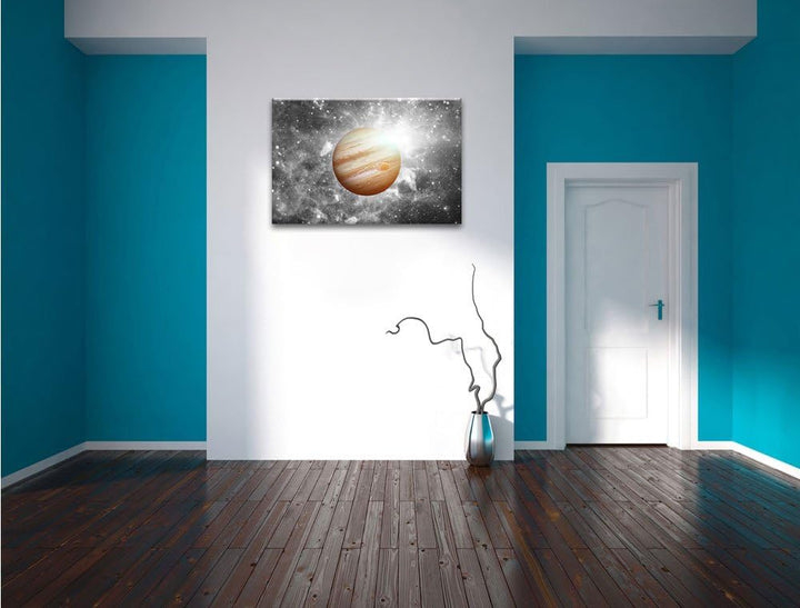 Pixxprint Planet Jupiter im Universum B&W Detail, Format: 100x70 auf Leinwand, 100x70