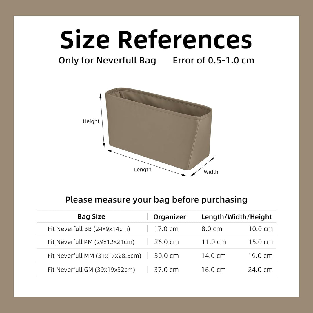 DGAZ Taschen Organizer Einsatz, Seide Innentasche für LV Neverfull PM/MM/GM, Leicht Taschenorganizer