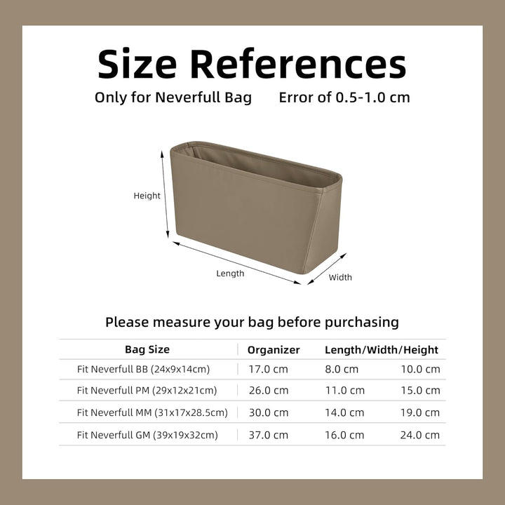 DGAZ Taschen Organizer Einsatz, Seide Innentasche für LV Neverfull PM/MM/GM, Leicht Taschenorganizer