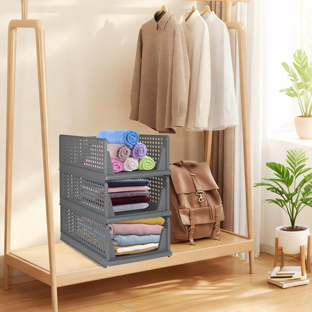 Kleiderschrank Organizer Stapelbares Ordnungssystem, Schrank Organizer mit Schublade, Kunststoff Auf