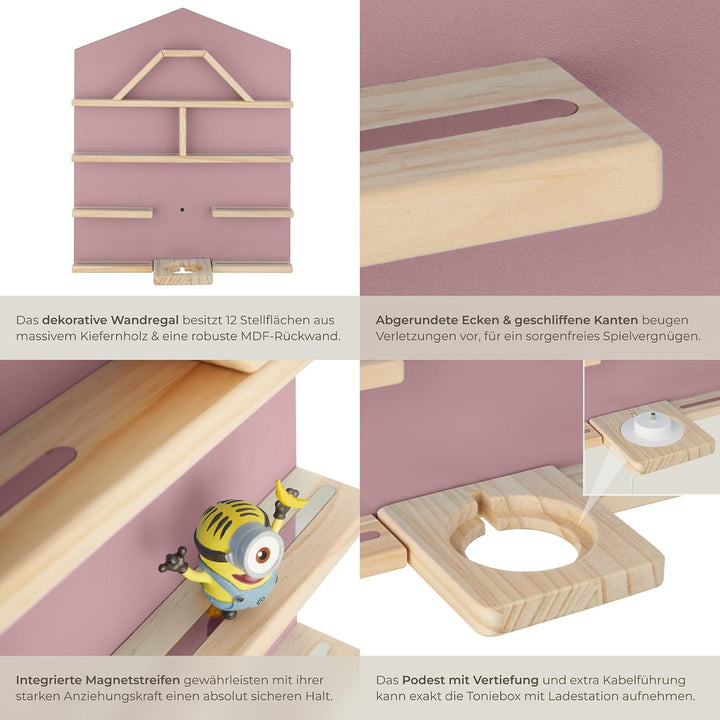 tectake® Holz Regal mit Magnetstreifen für Wand Montage, Wandregal für&