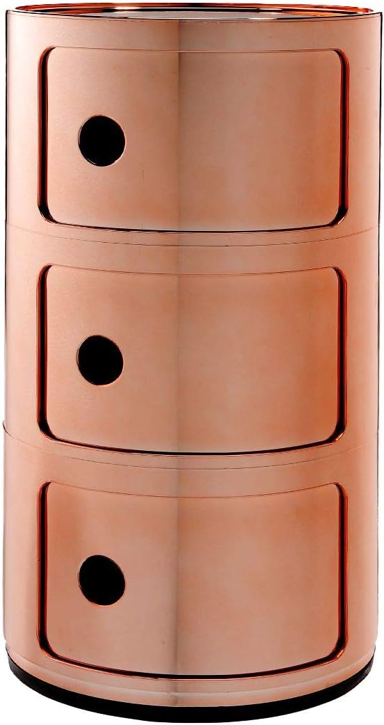 Kartell Componibili, 3 Elements, Kupfer, Runde Basis 3-fächer Kupfer, 3-fächer Kupfer