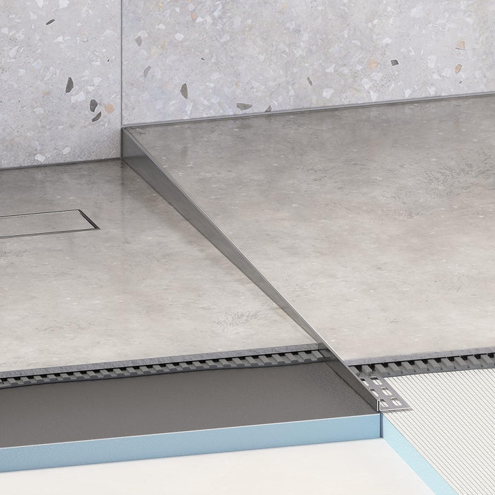 Aquabad Edelstahl Gefälleprofil Clive für begehbare Dusche 100cm, 1x paar (links und rechts), Kanten