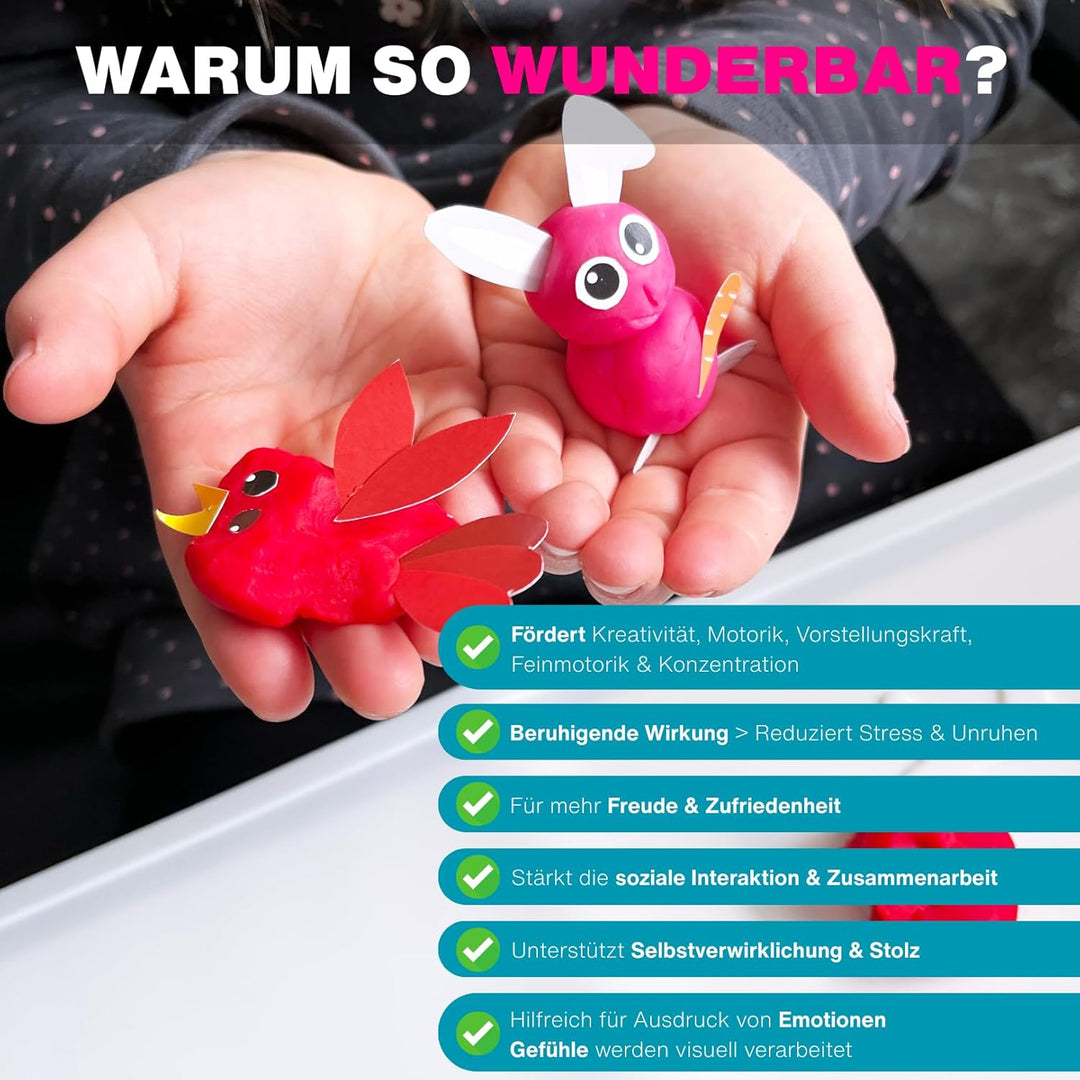 8er Knete Set inklusive 2 Bastelkarte TürkisI Für Kinder ab 1 Jahr I I 8 Farben 8er Set Türkis, 8er