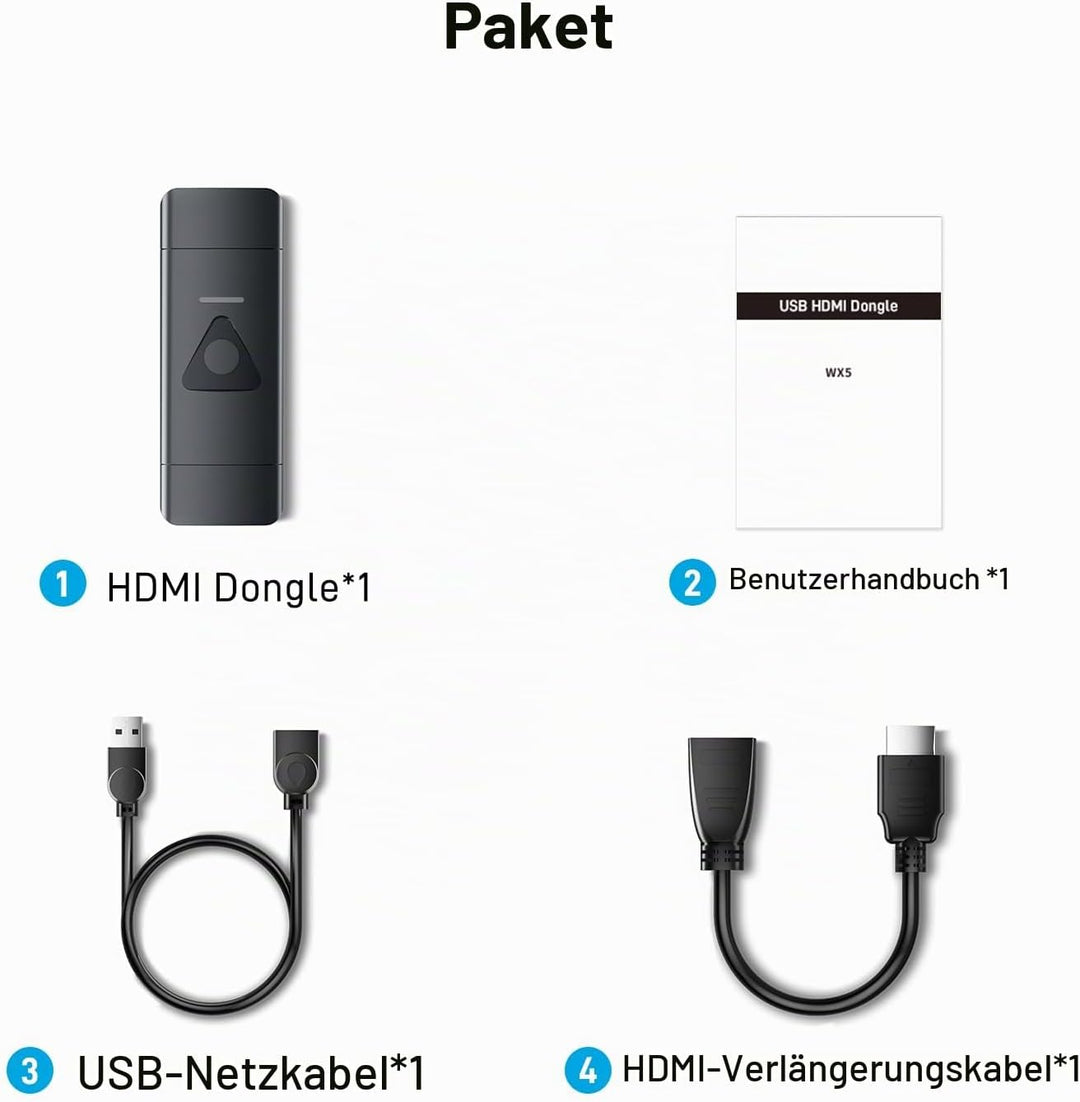 Yinker HDMI USB Dongle Miracast Adapter HDMI für iOS, MacOS, Android USB für Windows-Hosts Plug&amp;Play