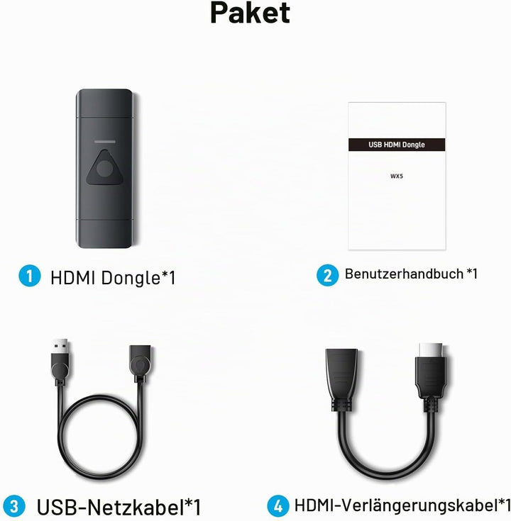 Yinker HDMI USB Dongle Miracast Adapter HDMI für iOS, MacOS, Android USB für Windows-Hosts Plug&amp;Play