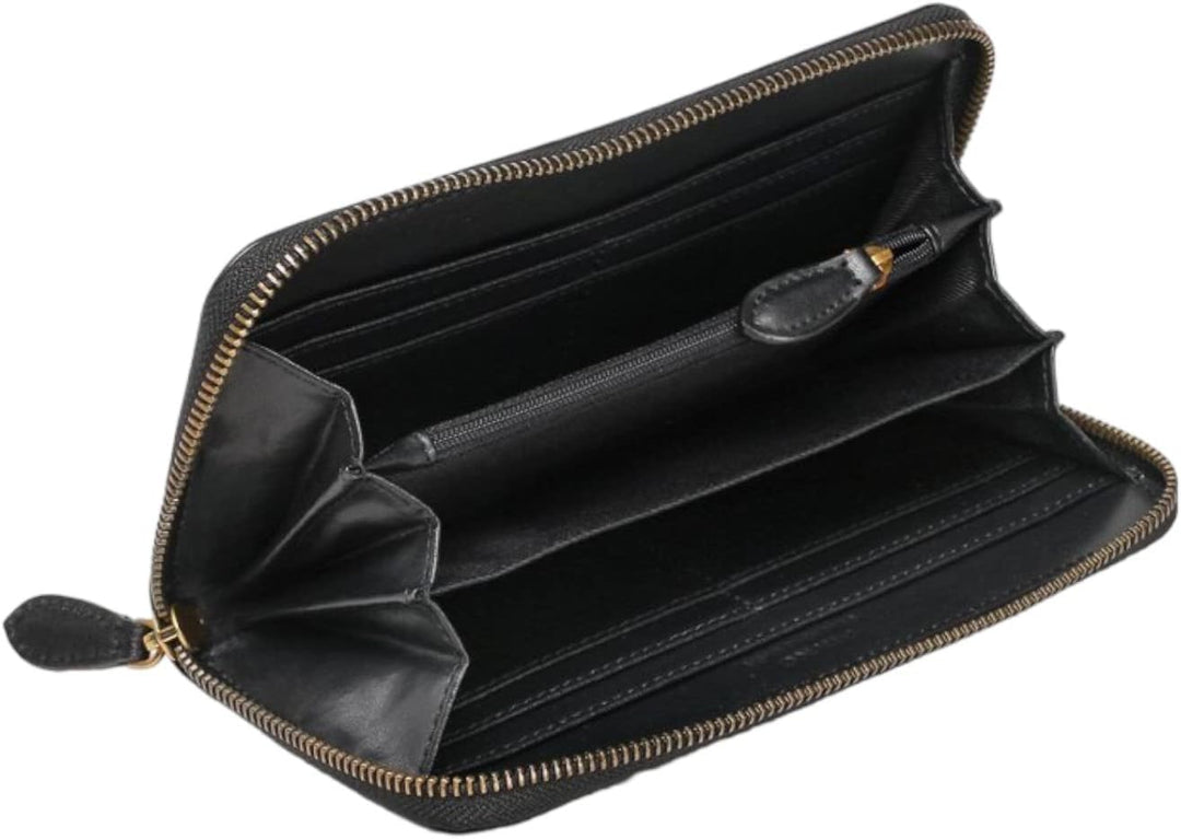 Pinko Damen Ryder Zip Around Kalbsleder Seide Reisezubehör-Brieftasche, Z99q_schwarz-Antique Gold