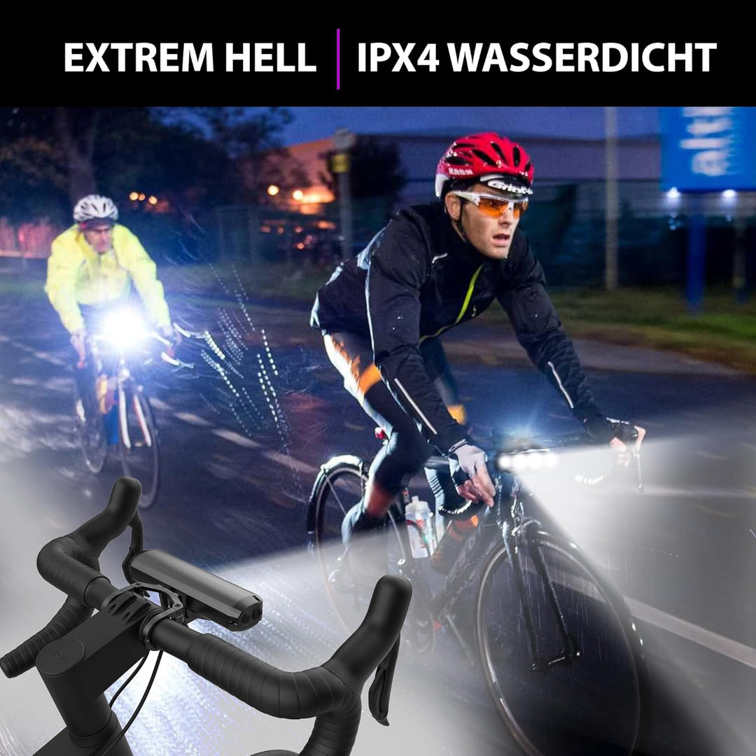UPPEL Fahrradlicht 5 LEDs 4-Lichtmodi LED USB C Ladeanschluss 2600 Lumens 8000mah Fahrradlich Vorne