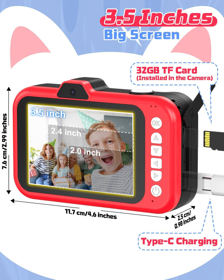 Kinderkamera, Usteetic 3,5" Grossbildschirm 1080P Digitalkamera Kinder mit 360° Drehbares Zoomobjekt