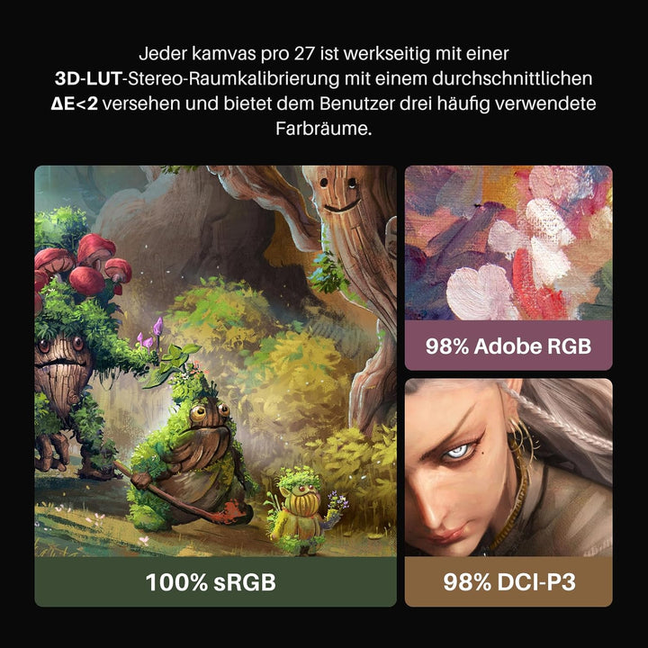 HUION KAMVAS Pro 27 4K Auflösung UHD Grafiktablett mit Display, Zeichentablett mit Dual-Pen Powered