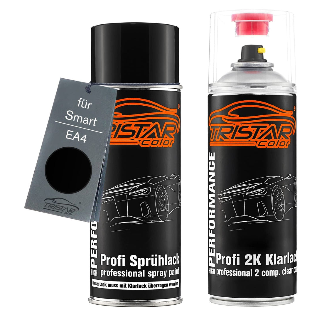 TRISTARcolor Autolack 2K Spraydosen Set für Smart EA4 Jet Black Basislack 2 Komponenten Klarlack Spr