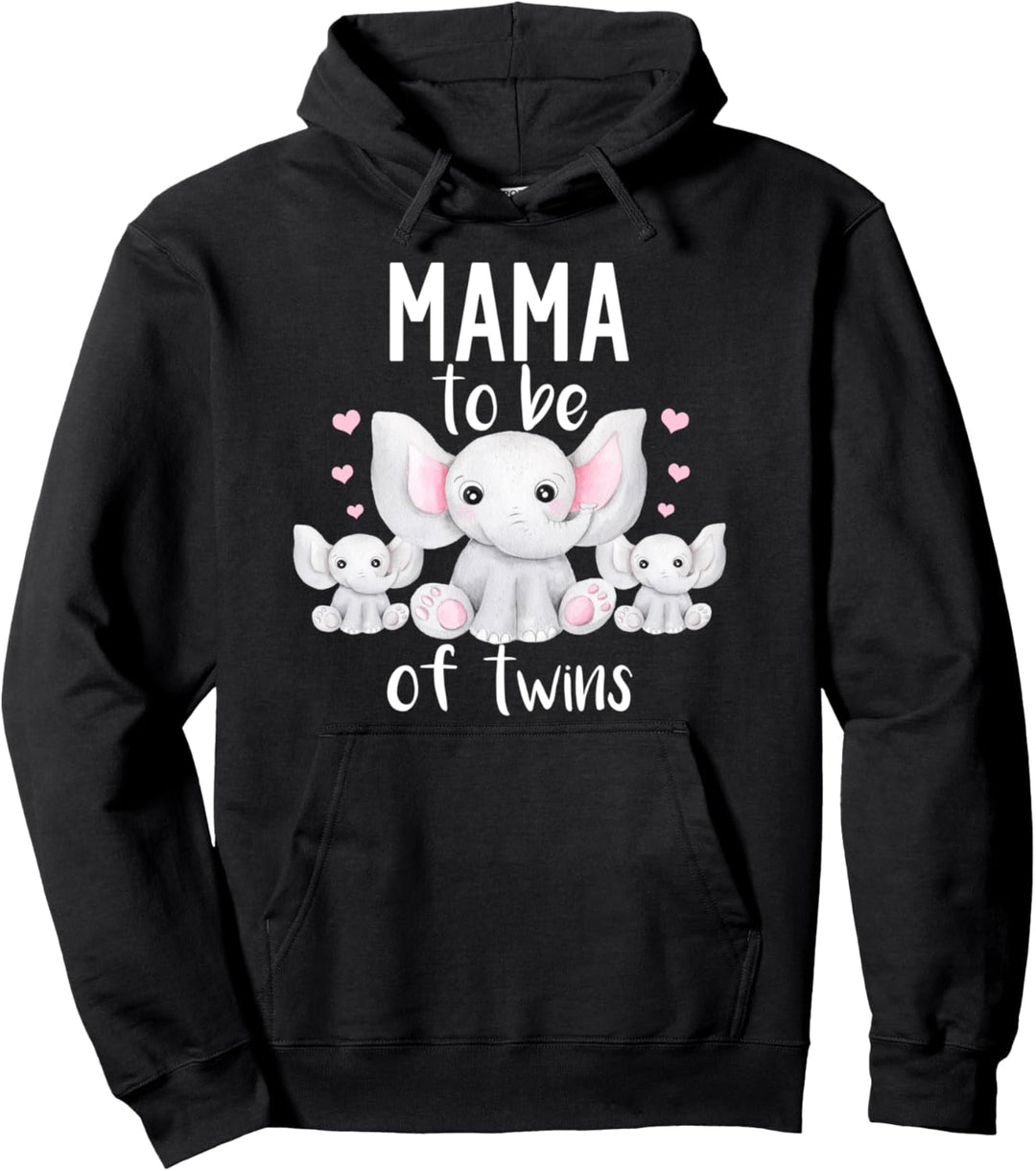 Mama To Be Of Twins Elefant Babyparty Twin Mama Pullover Hoodie
