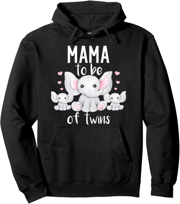 Mama To Be Of Twins Elefant Babyparty Twin Mama Pullover Hoodie
