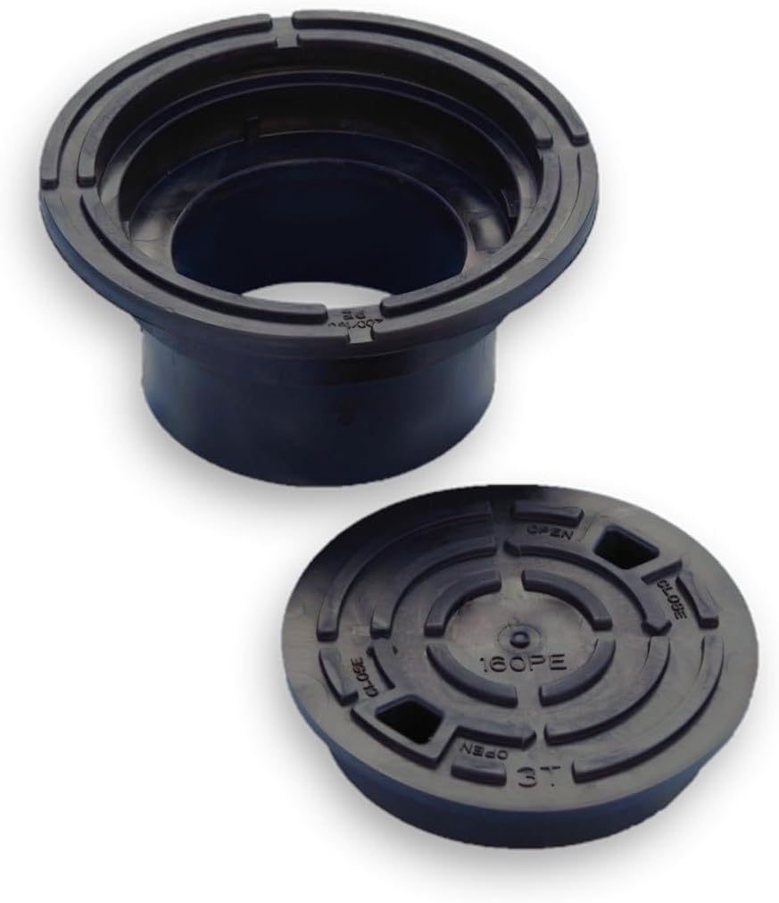 Varile DN160-DN200 Kontrollschachtdeckel Adapter Schwarz Rohrkappe, Deckel für Steigrohr, Schwarz