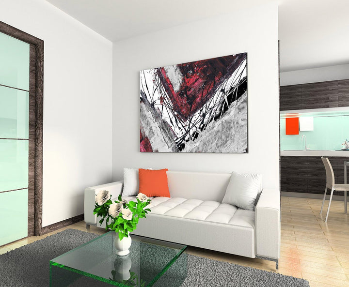 Paul Sinus Art 80x60cm Fotoleinwand Leinwanddruck Kunstdruck Wandbild rot schwarz grau weiss Ecken
