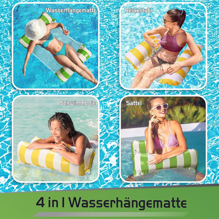 Balinco – Aufblasbare Wasserhängematte Luftmatratze mit 2 Luftkammern & Nylon Netz für Pool – Floati