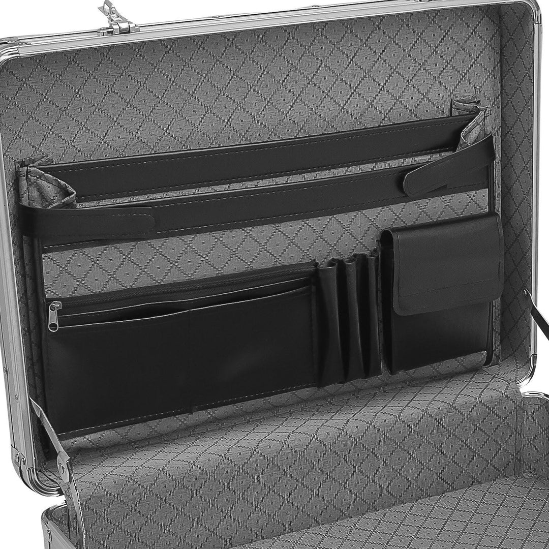 anndora Aktenkoffer Aluminium Attaché Koffer Silber - Zahlenschloss abschliessbar Silber Aluminium,
