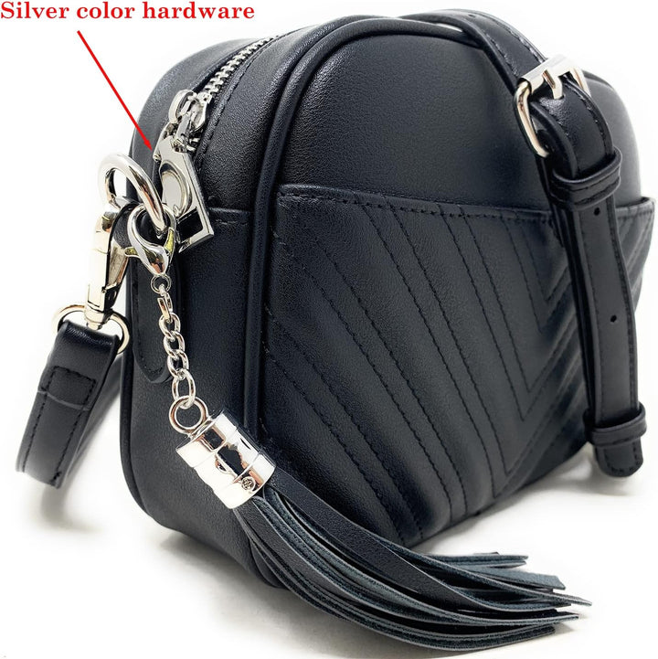 lola mae Damen Gesteppte Umhängetasche Black-silver Hardware Lm691, Black-silver Hardware Lm691