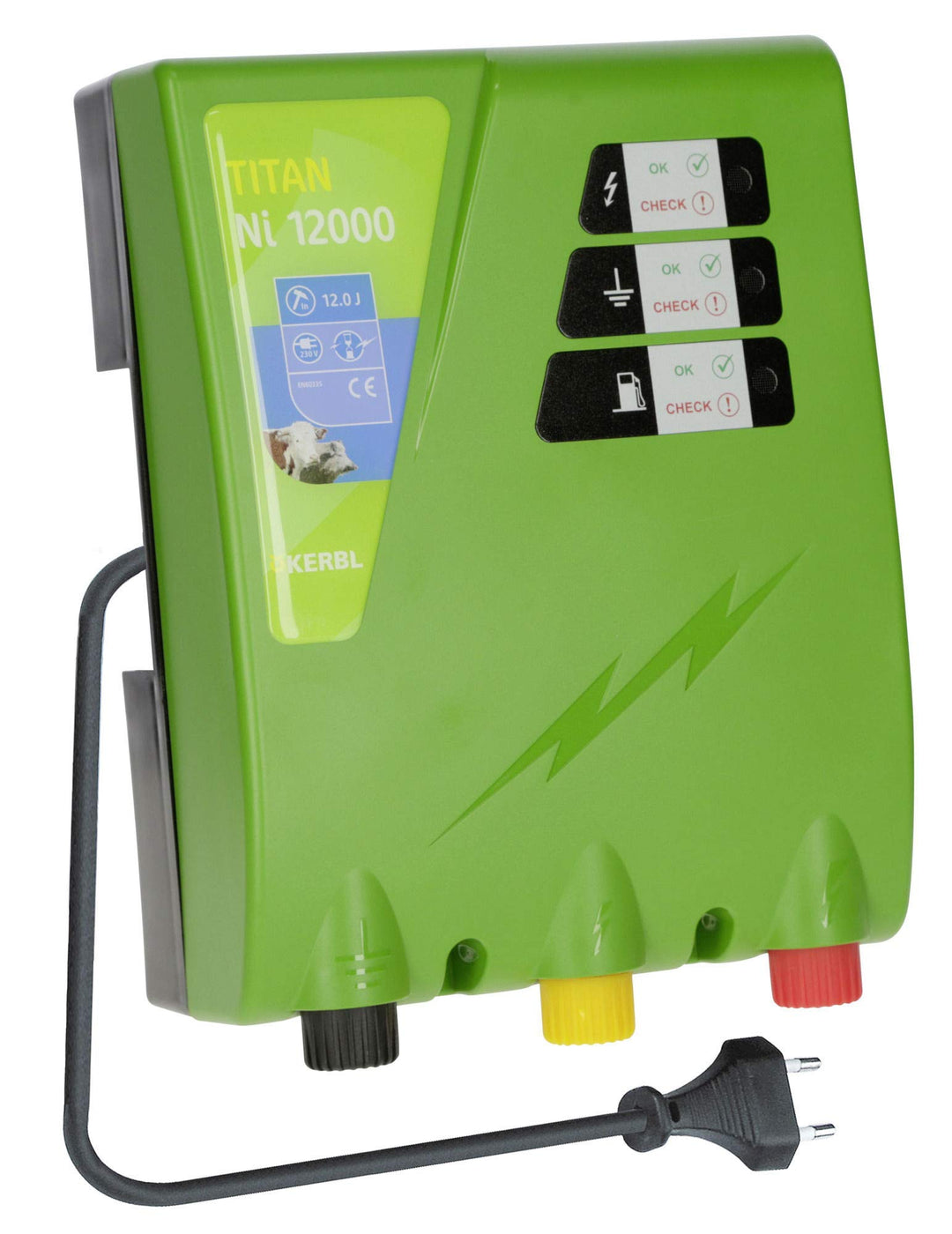 Kerbl Weidezaungerät Titan Ni 12000, 12.0 J Weidezaun Gerät Stromversorgung Netzgerät 230V, Titan Ni