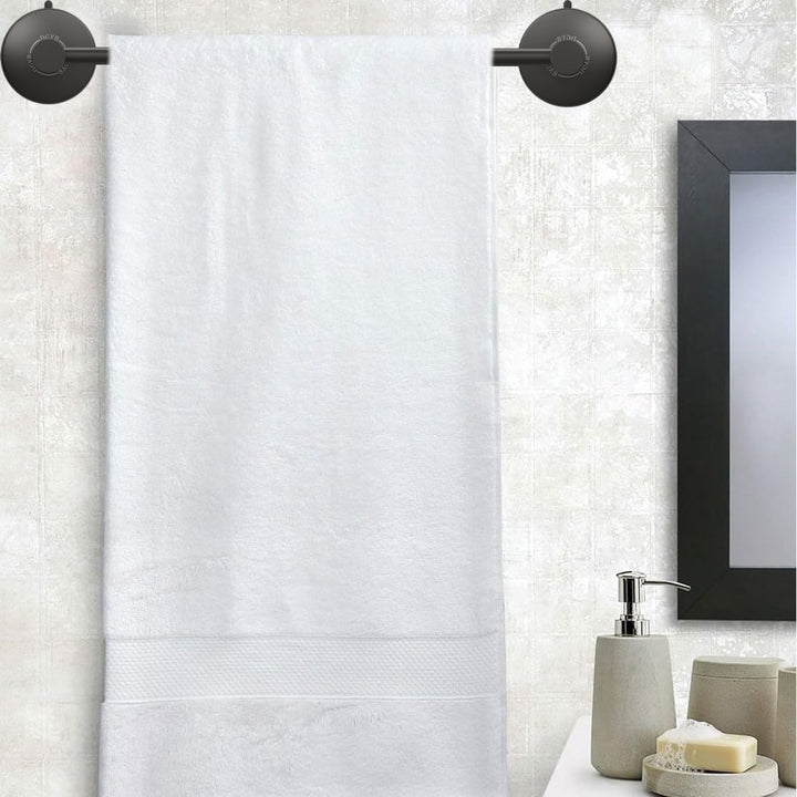 DGYB Verstellbarer Saugnapf Handtuchstange für Badezimmer 14 Zoll ~ 27 Zoll Set von 2 matt schwarz H