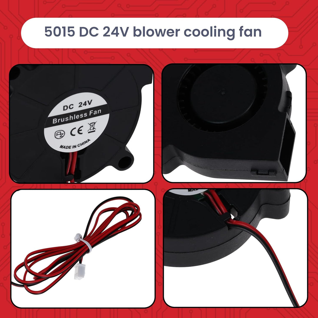 AZDelivery 4x 5015 DC 24V Lüfter Radiallüfter – 50 x 50 x 15 mm Brushless Mini-Gebläse für Elektroni