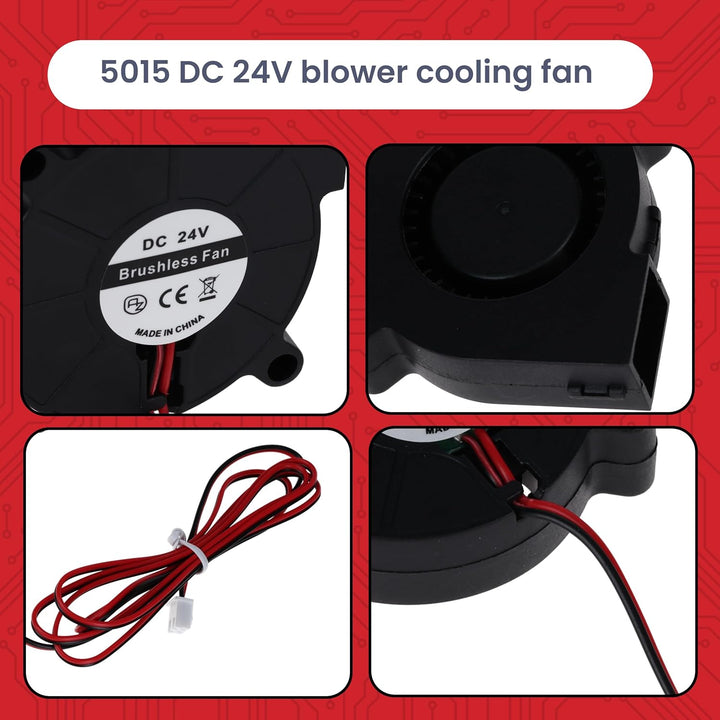 AZDelivery 4x 5015 DC 24V Lüfter Radiallüfter – 50 x 50 x 15 mm Brushless Mini-Gebläse für Elektroni