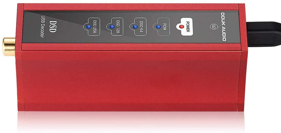 Douk Audio Q2 Mini DAC XMOS XU208 USB Audio Converter Coaxial Digital Interface DSD256 (Red), Red