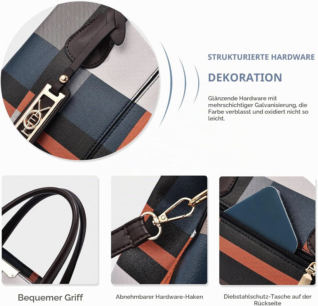 NICOLE &amp; DORIS Mode Handtasche Damen Klassische Handtasche Karierte Tasche PU Leder Schultertasche H